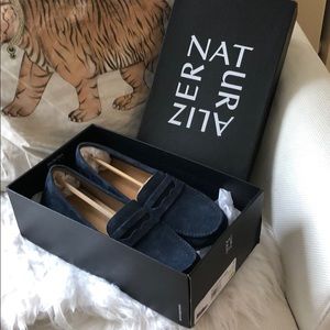 Brand new navy suede loafers size 9